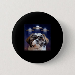 Chapa Redonda De 5 Cm Perro Shih tzu perro shihtzu alienígena ovnis shit