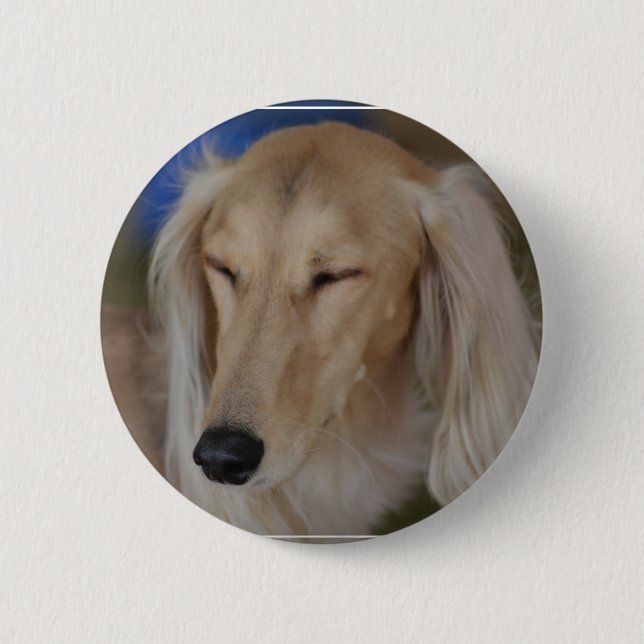 Chapa Redonda De 5 Cm Perro soñoliento de Saluki (Anverso)