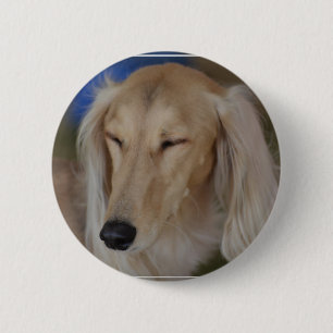 Chapa Redonda De 5 Cm Perro soñoliento de Saluki