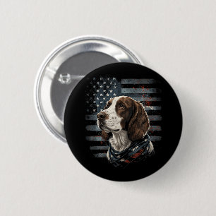 Chapa Redonda De 5 Cm Perro Springer Spaniel Bandera Americana