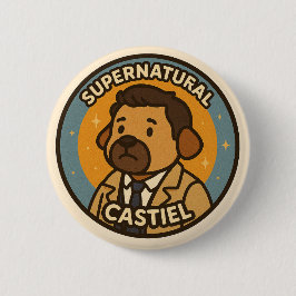 Chapa Redonda De 5 Cm "Perro supernatural - Castiel"