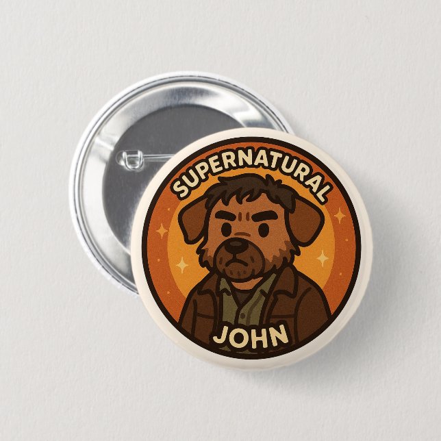 Chapa Redonda De 5 Cm Perro supernatural - John (Anverso y reverso)