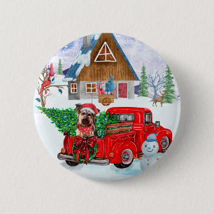 Chapa Redonda De 5 Cm Perro Terrier De Yorkshire En Camión De Entrega De