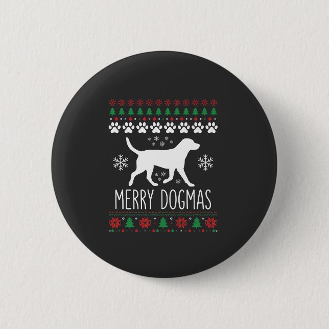 Chapa Redonda De 5 Cm Perro Vector de Navidad de Dogmas Alegres (Anverso)