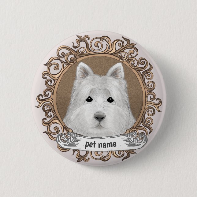 Chapa Redonda De 5 Cm Perro Westie  (Anverso)