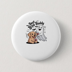 Chapa Redonda De 5 Cm Perro y fantasma bebiendo vino. Camiseta clásica