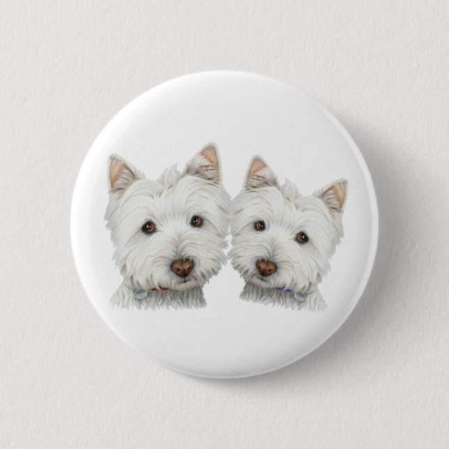 Chapa Redonda De 5 Cm Perros lindos de Westie (Anverso)