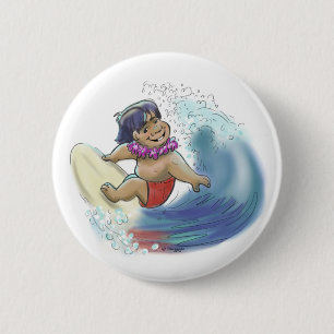 Chapa Redonda De 5 Cm Persona que practica surf hawaiana