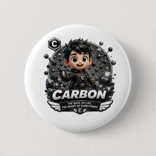 Chapa Redonda De 5 Cm Personaje de carbono ATOMIVRA
