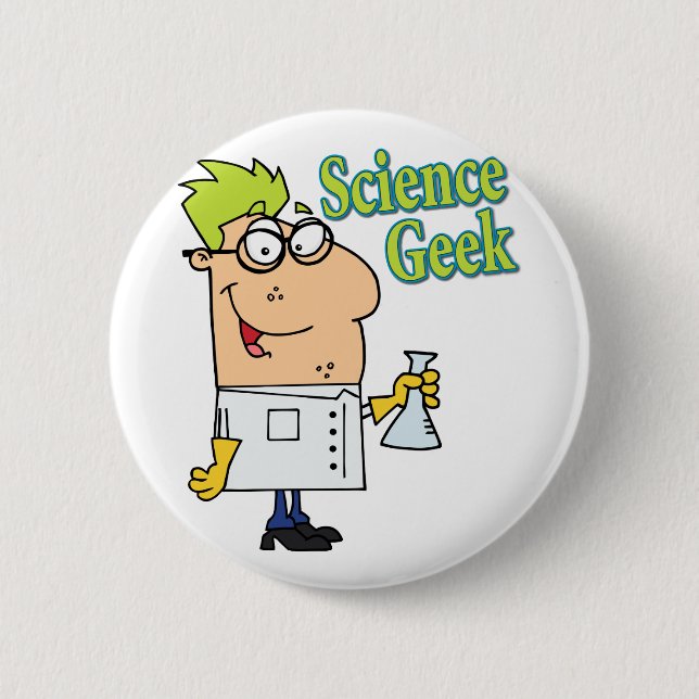 Chapa Redonda De 5 Cm personaje de caricatura del geek de ciencia divert (Anverso)