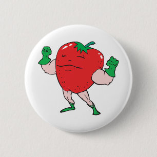 Chapa Redonda De 5 Cm personaje de dibujos animados de fresa superhéroe