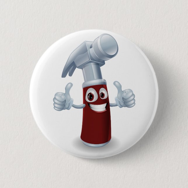 Chapa Redonda De 5 Cm Personaje de dibujos animados del martillo (Anverso)