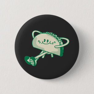 Chapa Redonda De 5 Cm Personaje de mascota de taco verde lindo caminando