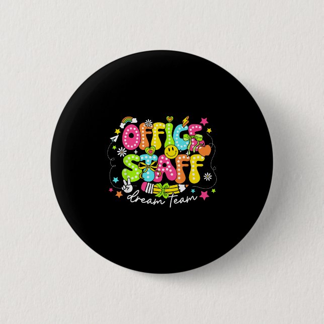Chapa Redonda De 5 Cm Personal De Office Dream Team First Day Retro (Anverso)
