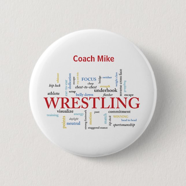 Chapa Redonda De 5 Cm Personalice, entrenador de lucha libre Gracias en  (Anverso)