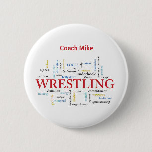 Chapa Redonda De 5 Cm Personalice, entrenador de lucha libre Gracias en