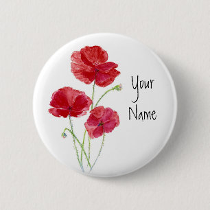 Chapa Redonda De 5 Cm Personalice - personalizado - las amapolas rojas -