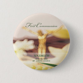 Chapa Redonda De 5 Cm Personaliza, Felicitaciones por la Primera Comunió