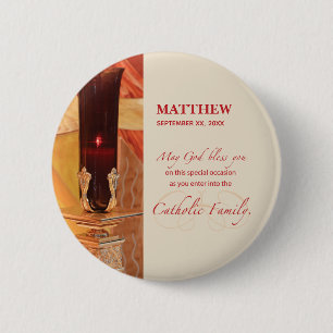 Chapa Redonda De 5 Cm Personaliza, Felicitaciones RCIA, Católico, Rojo