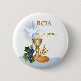 Chapa Redonda De 5 Cm Personaliza, Felicitaciones RCIA Sacramento Católi