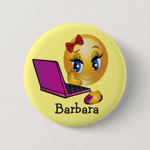 Chapa Redonda De 5 Cm Personaliza Laptop Emoji Chica 