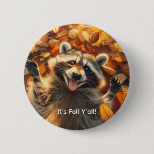 Chapa Redonda De 5 Cm Personalizable Cae Silly Raccoon