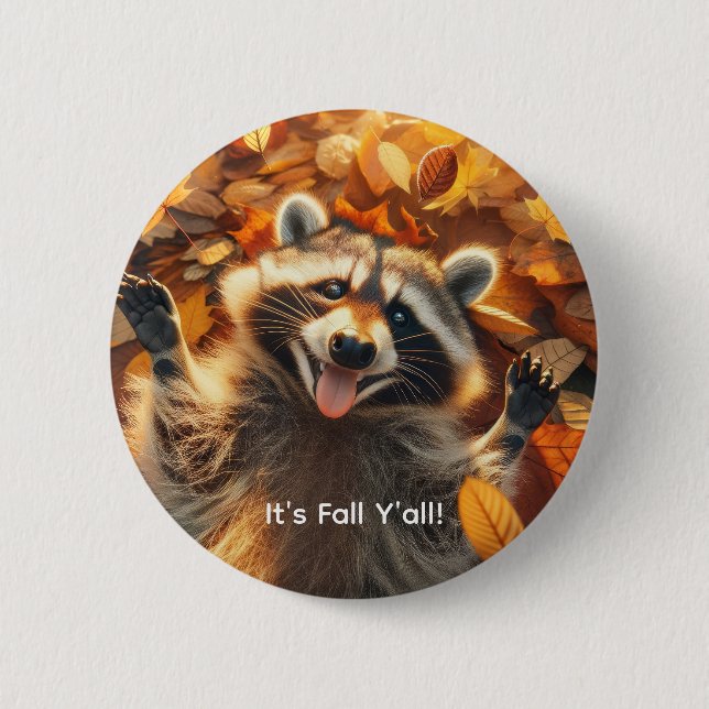 Chapa Redonda De 5 Cm Personalizable Cae Silly Raccoon (Anverso)