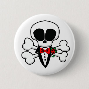 Chapa Redonda De 5 Cm Personalizable completo Skull Groom