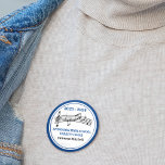 Chapa Redonda De 5 Cm Personalizable de coro de diverso rango de la escu<br><div class="desc">Este moderno botón azul del coro de secundaria muestra el nombre del estudiante y corale bajo el equipo musical con notas musicales y de trébol. Personalizar de cantante,  maestra de coro o director para un gran regalo de graduación.</div>