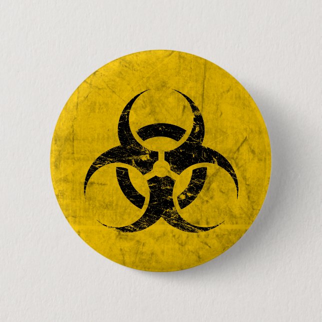 Chapa Redonda De 5 Cm Personalizable del Grunge del Biohazard (Anverso)