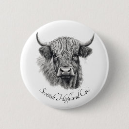 Chapa Redonda De 5 Cm Personalizable Esbozo de vaca Highland