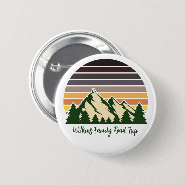 Chapa Redonda De 5 Cm Personalizable Guay de Green Forest Road Trip (Anverso y reverso)