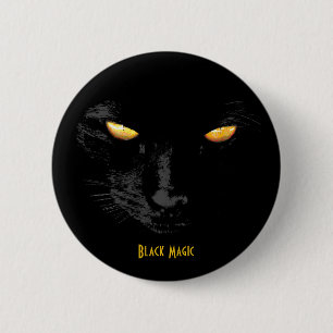 Chapa Redonda De 5 Cm Personalizable mágico del gato negro