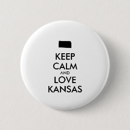 Chapa Redonda De 5 Cm Personalizable MANTENER CALMA Y AMAR A KANSAS