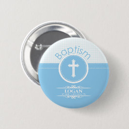 Chapa Redonda De 5 Cm Personalizable, Niño Azul Hijo de Dios Bautizo