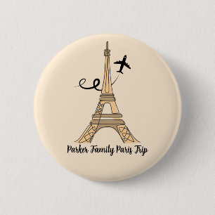 Chapa Redonda De 5 Cm Personalizable París Viaje Moda Torre Eiffel