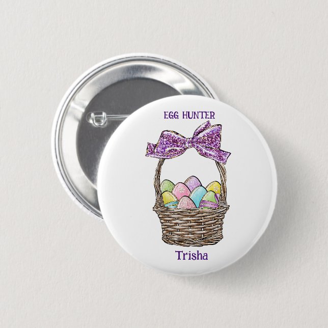 Chapa Redonda De 5 Cm Personalizable Purpurinoso de Deslumbramiento de l (Anverso y reverso)