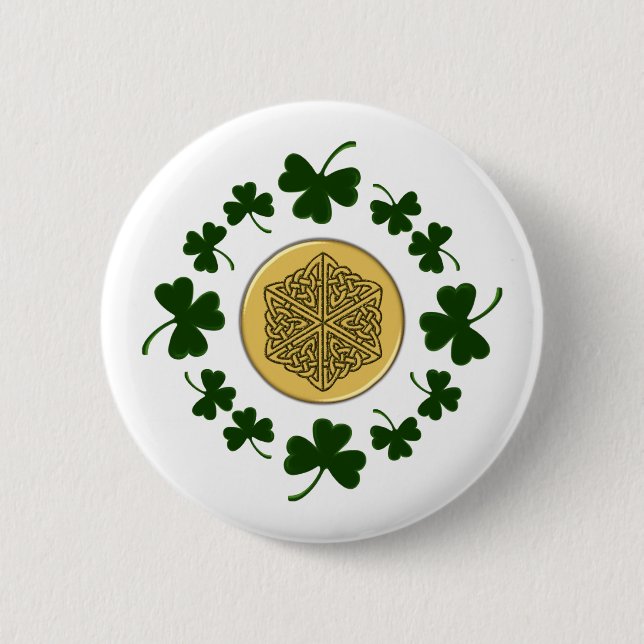 Chapa Redonda De 5 Cm ¡PERSONALIZABLE!  Tréboles - Celtic irlandés del (Anverso)