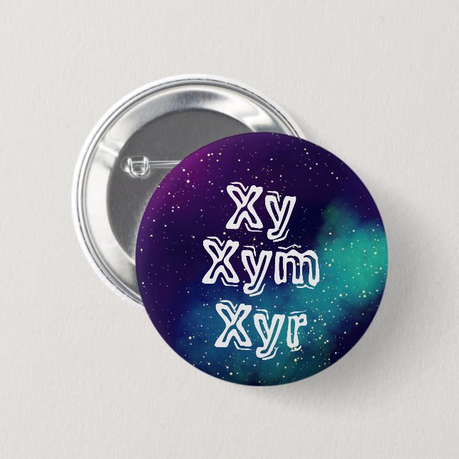 Chapa Redonda De 5 Cm Personalizable Xy/Xym/Xyr Galaxy Pronoun (Anverso y reverso)