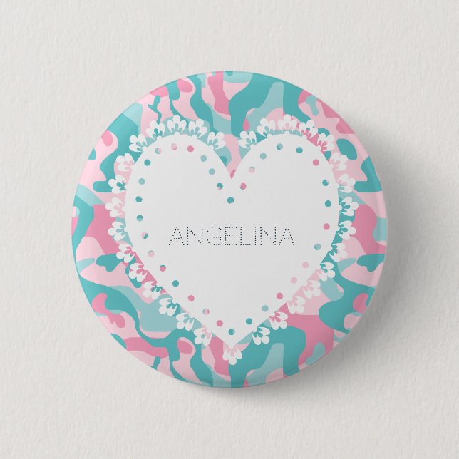 Chapa Redonda De 5 Cm Personalización del camuflaje de primavera Girly (Anverso)