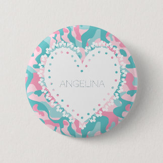 Chapa Redonda De 5 Cm Personalización del camuflaje de primavera Girly