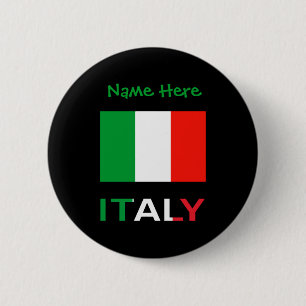 Chapa Redonda De 5 Cm Personalización verde de Italia y la bandera itali