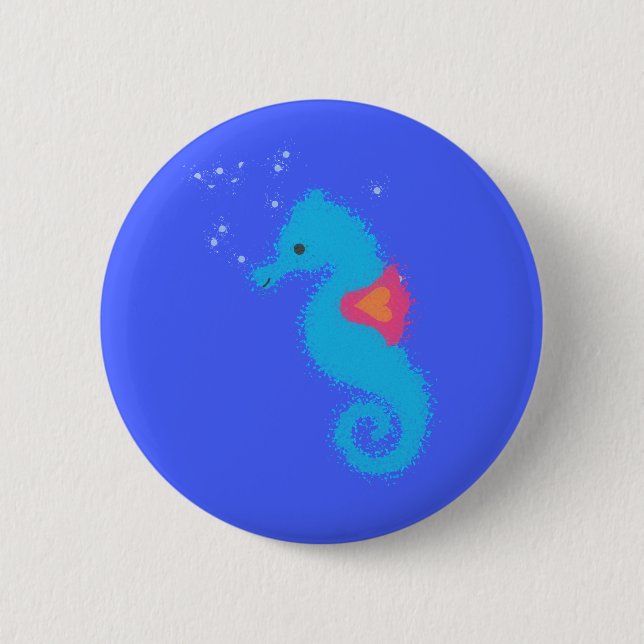 Chapa Redonda De 5 Cm Personalizado azul caballito de mar (Anverso)