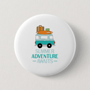 Chapa Redonda De 5 Cm Personalizado Azul Van Best Family Adventure Vacat