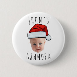 Chapa Redonda De 5 Cm Personalizado Baby Face Santa Hat Navidad Foto