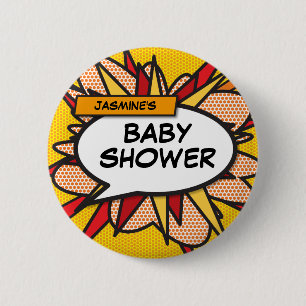 Chapa Redonda De 5 Cm Personalizado Baby Shower Comic Book