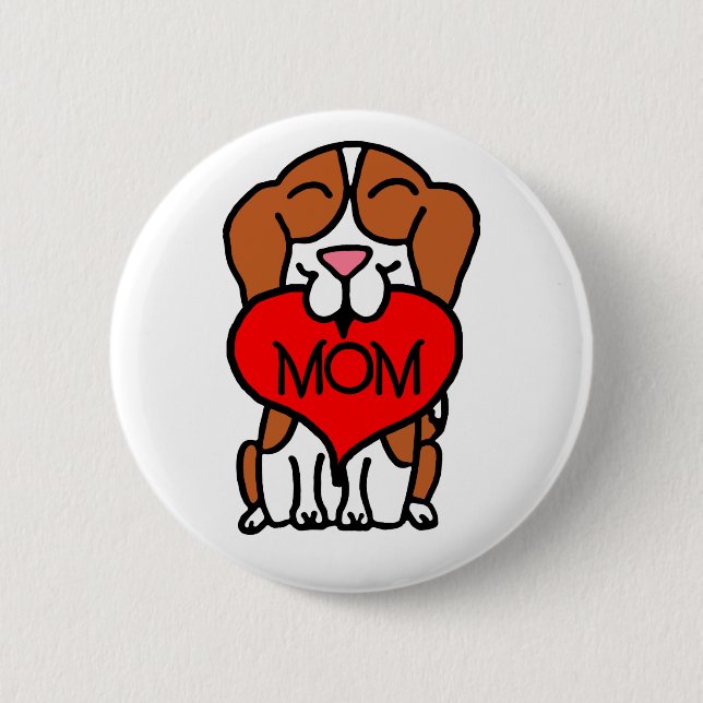 Chapa Redonda De 5 Cm Personalizado Beagle Mom (Anverso)