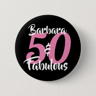 Chapa Redonda De 5 Cm Personalizado Bonito de 50 y Fabuoso Rosa Personal