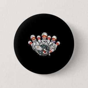 Chapa Redonda De 5 Cm Personalizado Bowler Asustado Bowling Pins Funny S