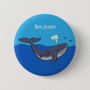 Chapa Redonda De 5 Cm Personalizado caprichoso de ballenas y terneros